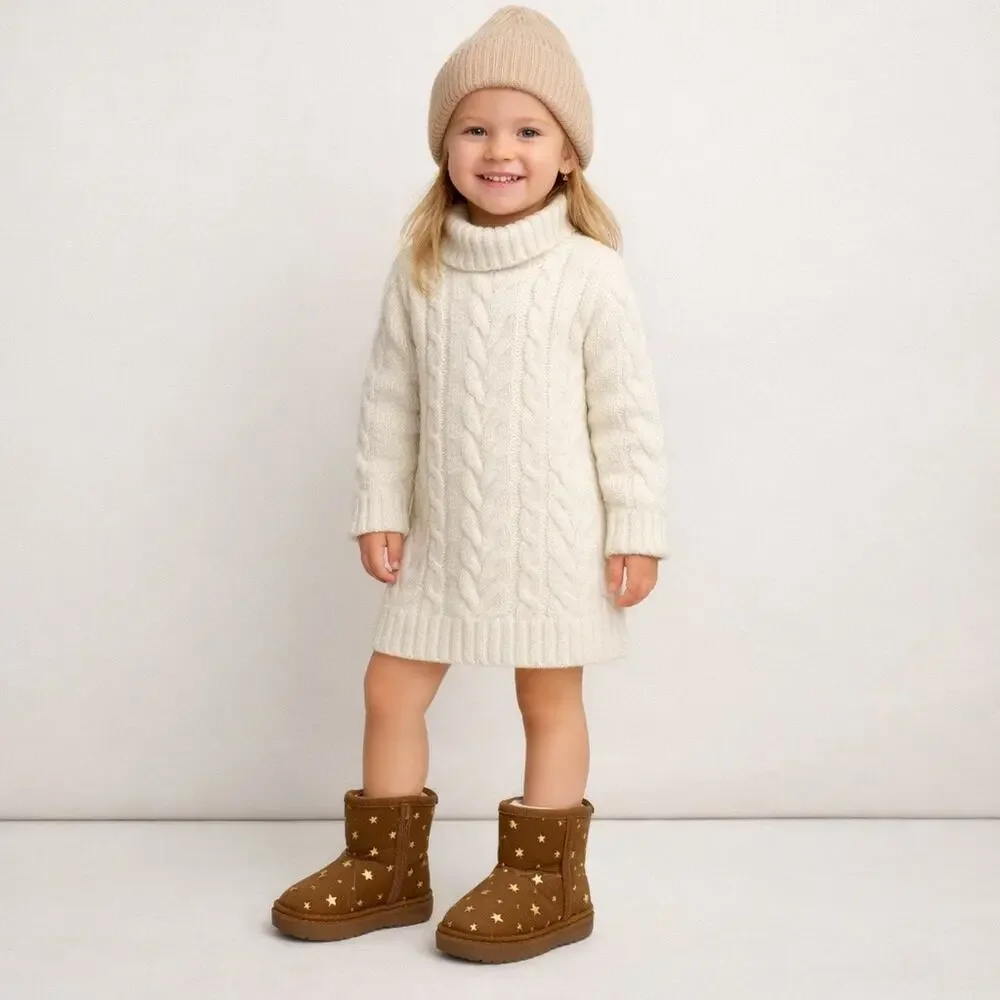 Baby Gap Toddler Boots Brown Gold Star Boots Zip Up Boots Size 6